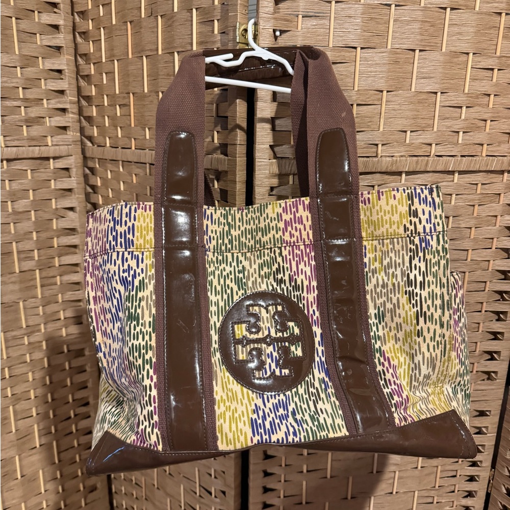 Tory Burch Ella Nylon Multicolor Oversized Tote Weekend Work Bag
